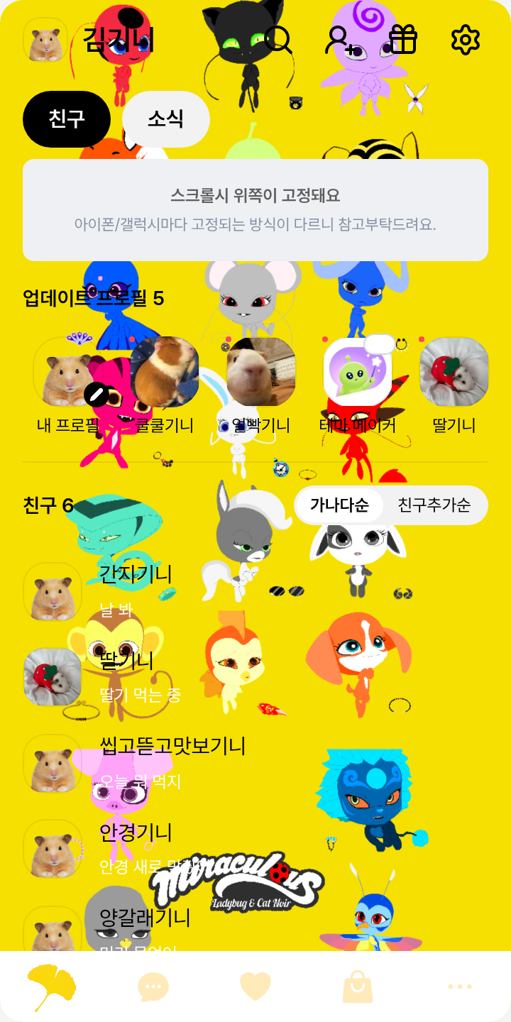 나만의 카톡 테마를 적용한 친구탭