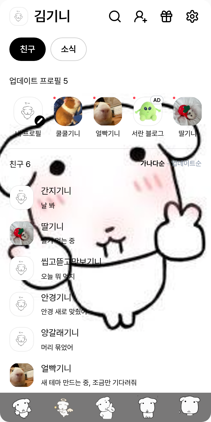 가나디 🖤 테마를 적용한 친구탭